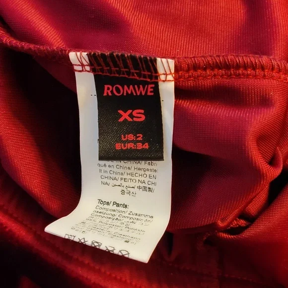 ROMWE Red Velour Flare Pants - Picture 3 of 5